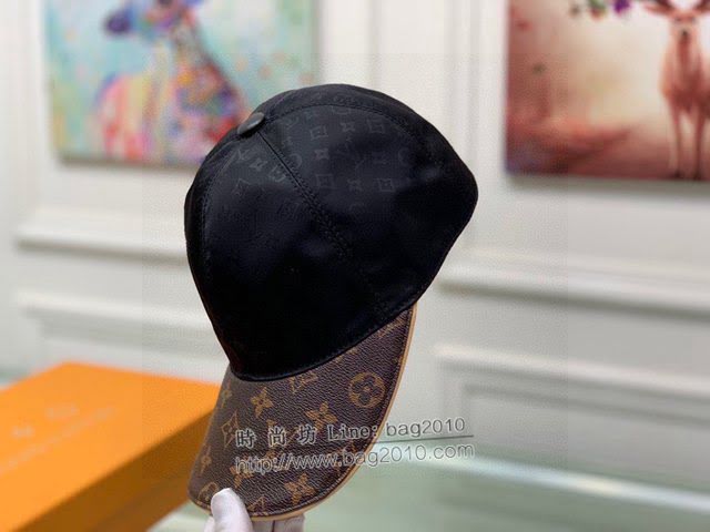 LV新品男士帽子 路易威登印花綢緞老花拼接鴨舌帽棒球帽  mm1365